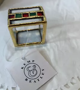 Vintage Kemp And Beatley Stained Glass Christmas Napkin Rings Set of 4 New - Picture 1 of 13