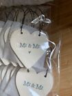 Job Lot 100 East of India Mini Wooden Heart Sign Tag "Mr & Mr" wedding favour