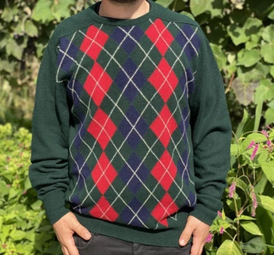 Johnstons Of Elgin Pure LambsWool Casual Sweater Geometrical Pull Size 46 M 117 - Image 1 of 4