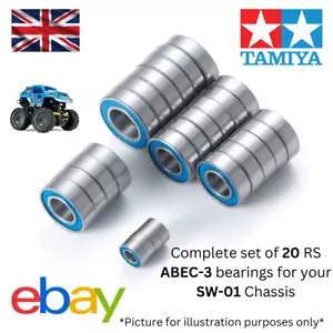 Tamiya SW-01 Chassis Nozzer's RC Bearings Complete 20 RS ABEC-3 Bearing Kit UK - Picture 1 of 1