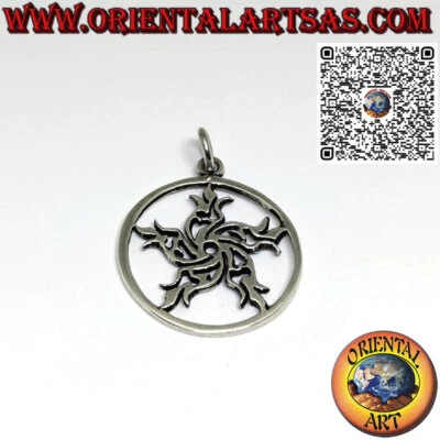 Ciondolo in argento 925 ‰ stella di fuoco nel cerchio simbolo di protezione - Immagine 1 di 4