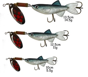 kit 3 pesciolini artificiali cucchiaino pesca spinning luccio perca trota bass - Foto 1 di 1