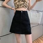 Streetwear Women's Denim Skirts Simple High Waist A Line Mini Skirt   Girls