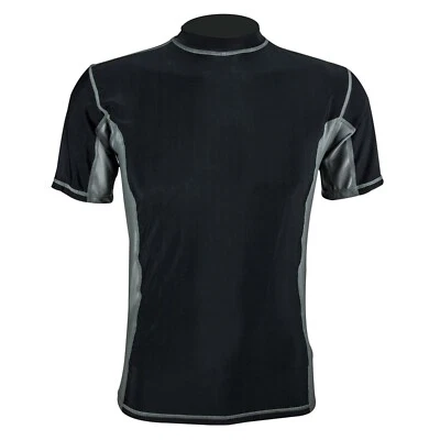 Highlander Pro Comp Mens Base Layer Short Sleeve T-Shirt Vest Wicking Black Grey - Image 1 of 2