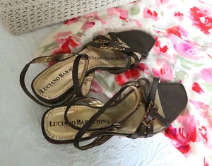 LUCIANO BARACHINI Sandalen Leder Gr.41 Bernstein-Strass NP.169,-€ LUXUS Neu! - Foto 1 di 10