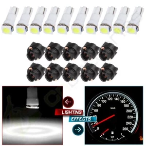 10) T5 70 PC74 Twist Socket White Wedge Dashboard Cluster Gauge Led Light Bulb - Picture 1 of 8