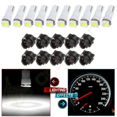 10) T5 70 PC74 Twist Socket White Wedge Dashboard Cluster Gauge Led Light Bulb - Image 1 of 4
