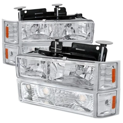 For 94-98 Chevy Silverado Tahoe/Suburban Chrome Amber Headlights +Turn Signals - Image 1 of 3