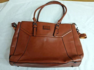 MOSISO Cognac Brown Leather Tote Bag Handbag - Picture 1 of 8