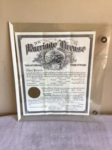 October 1938 California Orange County Marriage License Document Paper Epherma - Picture 1 of 2