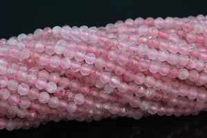 2MM Genuine Natural Pink Strawberry Quartz Beads AAA Faceted Round Beads 15" - Picture 1 of 3