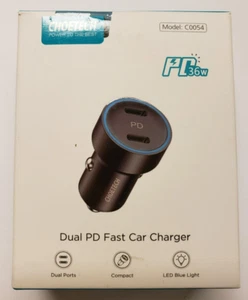 Choetech Dual PD Fast Car Charger Model: COO54 NOS - Picture 1 of 4