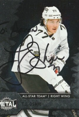 T.J. Oshie - Signed 2020-21 Skybox Metal All-Stars Card #198 'To Aaron' - Image 1 of 2