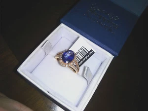 WOMEN'S 2 1/2 CARAT TOP QUALITY TANZANITE RING with 1/2 Carat Diamonds - Picture 1 of 3