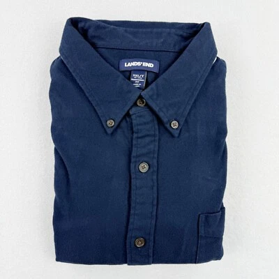 New LANDS END Chamois Long Sleeve Shirt Size 3XLT Mens Navy Blue Flannel - Image 1 of 3