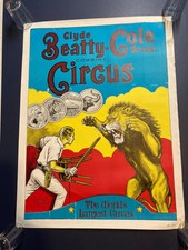 Vintage Original Clyde Beatty Cole Bros Combined Circus Poster 21" x 28" 86 CB 