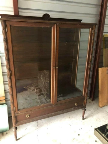 Antique Large J. K. Rishel 1920s Walnut China Closet Cover