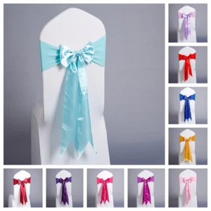 10/25/50 Elastic Spandex Chair Cover Satin Bow Sashes Wedding Banquet Decoration - Picture 1 of 20