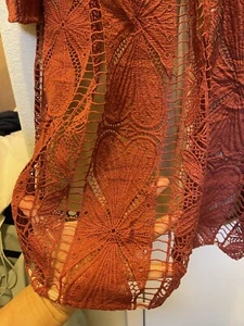 PROMESA Anthropology BEAUTIFUL BRICK RED CROCHET LACE CLUB-HOLIDAY PARTY DRESS M - Picture 1 of 9
