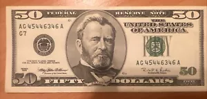 1996 50 Dollar Bill UNC A6 - Picture 1 of 2