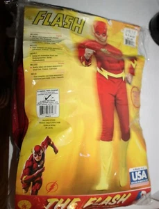 RUBIES  DC COMICS THE FLASH MUSCLE CHEST JUMPSUIT & BELT ( SZ: XL FITS 44/46 ) - Picture 1 of 4