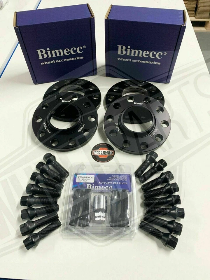 2x12mm 2x15mm Espaciadores de Ruedas Bimecc Negros, con Pernos y Cerraduras MINI Cooper 14+ - Imagen 1 de 1