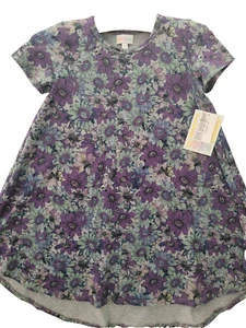LuLaRoe Scarlett Dress Girls 8 Floral A-Line Swing Pullover High Low Hem NWT - Picture 1 of 4