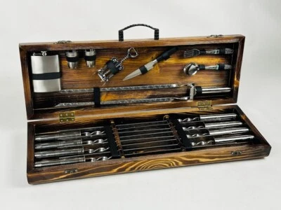 Handmade skewers set grill set tools shashlik barbecue BBQ (UKRAINE) 7809 - Image 1 of 4