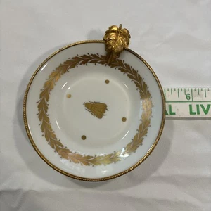 Limoges Giraud Lorbeerblatt Aschenbecher Zigarettenetui Ormolu Vincennes Frankreich GUC - Bild 1 von 11