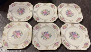 Lady Louise Heinrich Bavaria Germany Square Salad Plates 7.5” Set Of 6 Vintage - Picture 1 of 4