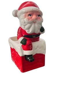 Vintage Mid Century Nancy Kirchenbank Weihnachtsmann im Kamin Übertopf - Bild 1 von 7