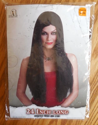 NEW  Adult Women's Halloween Costume Wig 24" Long Black Hair - Image 1 of 3