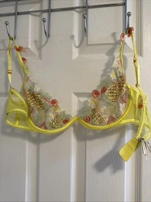 Sujetador con aros Camila rosa amarillo fruta floral nuevo sin etiquetas For Love and Lemons  Foto 1 de 2