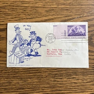 1942 FDC WWII Propaganda Uncle Sam Kicking Tojo to Doghouse - Picture 1 of 2