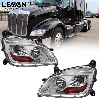 For 2011-2021 Peterbilt 579 587 Halogen Projector Headlight Assembly Left&Right Foto 1 de 4