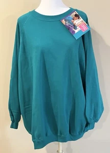 Vintage Hanes Her Way Blue/Green Crew Neck Sweater Sweatshirt 4X Full Figure USA - Picture 1 of 11