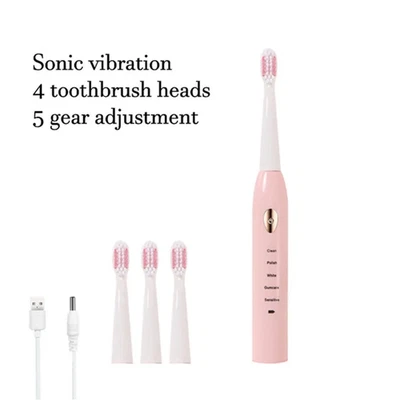 Electric Toothbrush 5-Gear Mode USB Charging 4 Colors IPX7 Waterproof Ultrasonic - Image 1 of 4