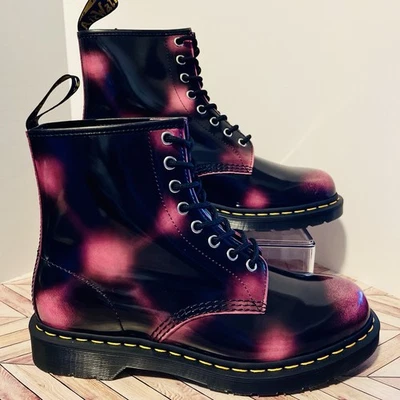 Botas Dr Martens 1460 Cuero Envejecido Rosa Arcadia M 9 W 10 Dos Tonos Frotar Foto 1 de 4