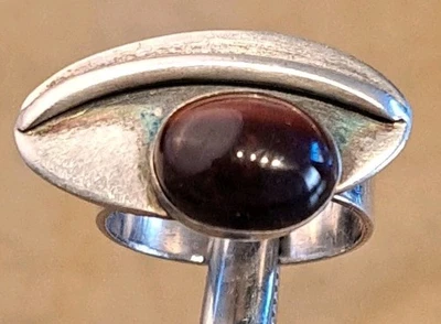 Anillo Modernista HECHO A MANO Plata Esterlina Natural Ojo de Tigre Suroeste Talla 4 Foto 1 de 4
