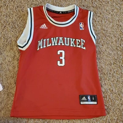 Camiseta Adidas Oficial Milwaukee Bucks NBA Roja Juvenil Pequeña #3 Jennings Foto 1 de 4