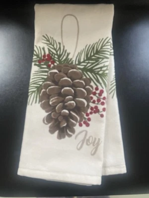 Festive Pincecone Joyful Kitchen Bath Hand Towel 24" X 18" - Image 1 of 4