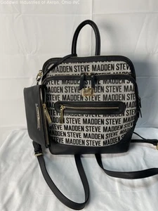NWT Black/Gray Steve Madden Polyvinyl Backpack with Pouch - Picture 1 of 6