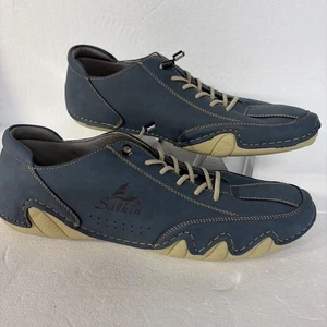 Salkin Blue Faux Leather USA Ravello Barefoot Men's Shoe Sneakers Size 44 - Picture 1 of 5