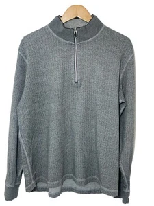 Robert Graham Mens Gray Mock Neck 1/4 Zip Cotton Pullover Knit Sweater Large Sup - Picture 1 of 16