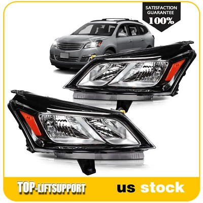 For 2013-2017 Chevy Traverse LS LT LTZ 3.6L Headlight Assembly Black Housing L+R - Image 1 of 4