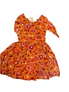 Dot Dot Smile Ballerina Kleid rostorange mit rotem Blumenmuster Gr. 5/6 - Bild 1 von 1