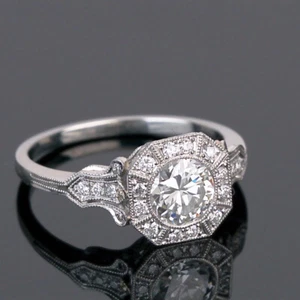 1 kt weißer Rundschliff Antik Stil Verlobungsring Ehering 925 Sterlingsilber - Bild 1 von 8