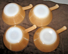 Lot 4 Vintage Peach Luster Beehive Fire King Ovenware Handles Soup Bowls