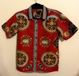 Georgio Gentelli Italy Kid's/Boy's Red Baroque Button Up Dress Shirt Size M - Picture 1 of 7