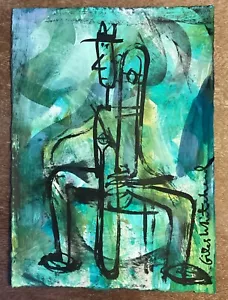 Tuba Skinny Jazz Band Trombone Player New Orleans - Original painting on paper - Picture 1 of 1